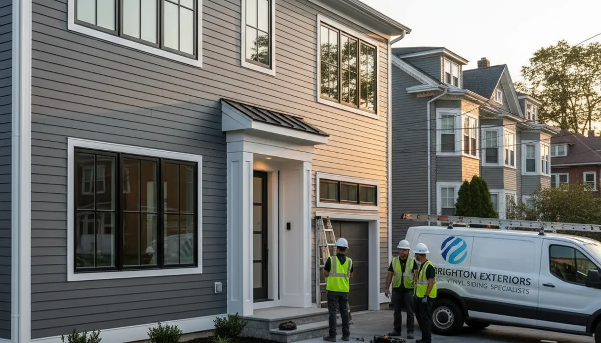 Professional vinyl siding installation on home exterior in Boston, MA