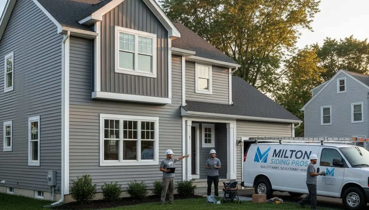 Professional vinyl siding installation on residential home exterior in Boston, MA