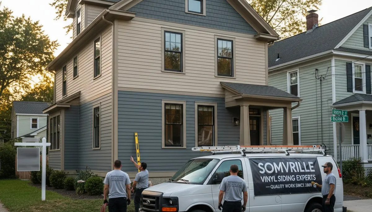 Professional vinyl siding installation on residential home in Boston, MA